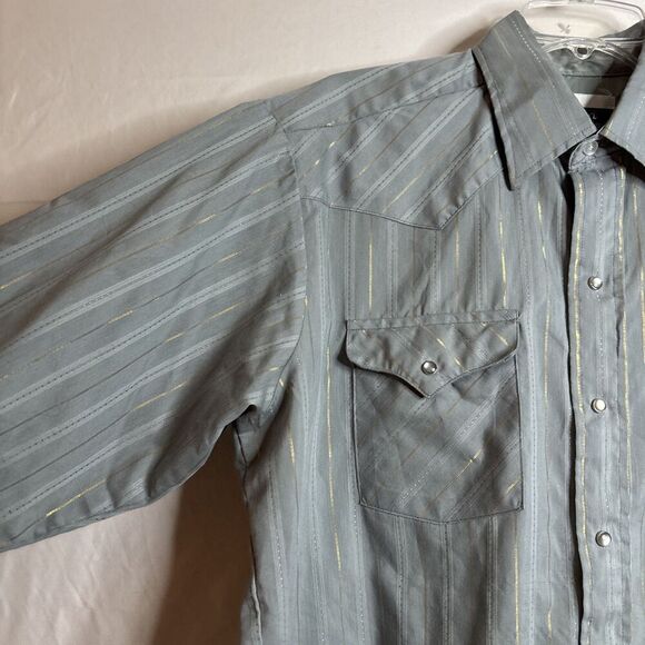 Ranch and Town by Panhandle Slim Western Shirt Stripe Pearl Snap Size 16 1/2 34 - Picture 2 of 12